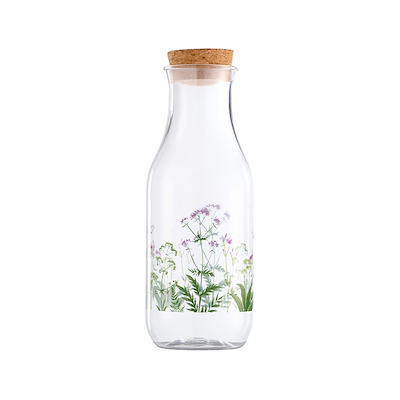 Karaffel i plastik med korklåg blomsterprint 900 ml