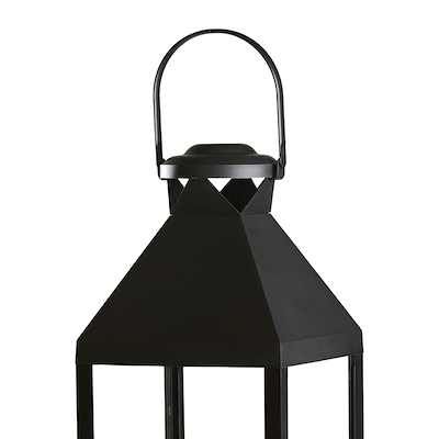 Lanterne med LED-lys sort H 60 cm