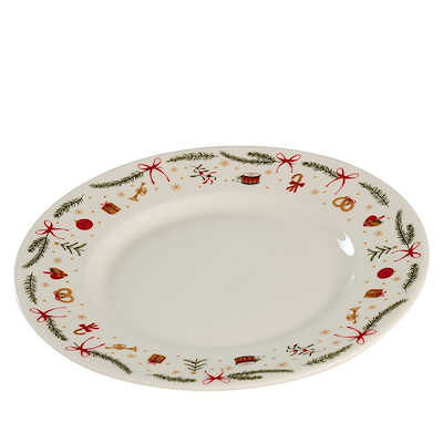 Desserttallerken med julemotiv hvid Ø 19 cm