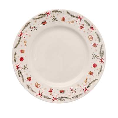 Desserttallerken med julemotiv hvid Ø 19 cm