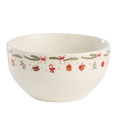 Skål med julemotiv hvid Ø 14 cm