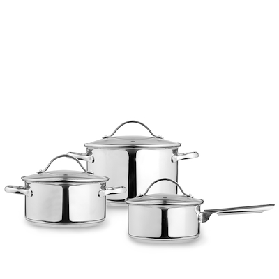Aldente grydesæt med låg 1,3 + 2,0 + 3,3 liter