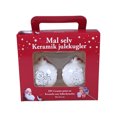 Det Gamle Apotek mal-selv julekugler keramik 2 stk.