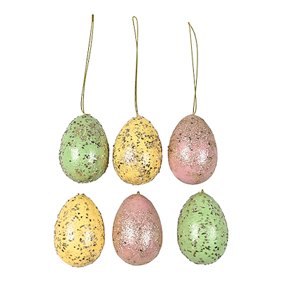 Påskeæg ophæng 6 stk H6 cm
