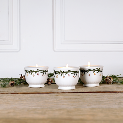 Det Gamle Apotek fyrfadsstager grøn/rød/hvid 3 stk. 5 cm