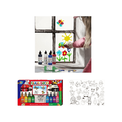 Det Gamle Apotek vinduesmaling inklusiv skabeloner med julemotiver