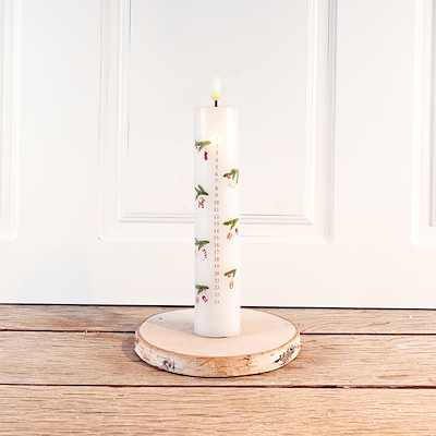 Det Gamle Apotek LED kalenderlys hvid 24 cm