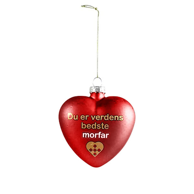 Det Gamle Apotek hjerte julekugle verdens bedste morfar rød glas Ø8 cm