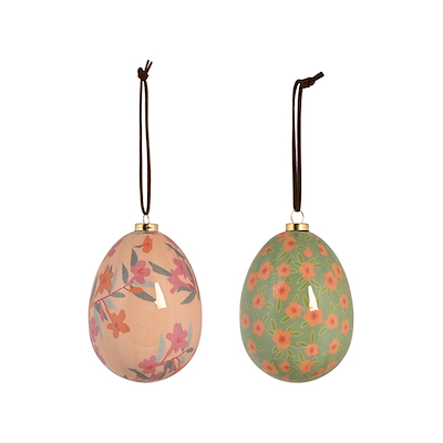 Det Gamle Apotek påskeæg grøn/rosa 2 stk 8 cm