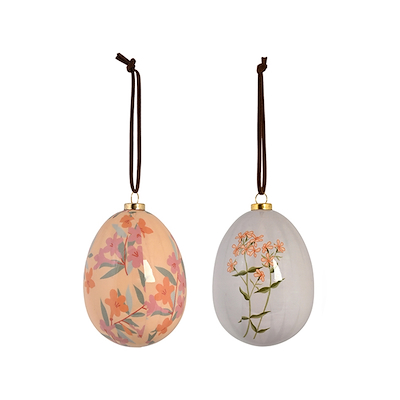 DET Gamle apotek påskeæg gul/grå 2 stk 8 cm