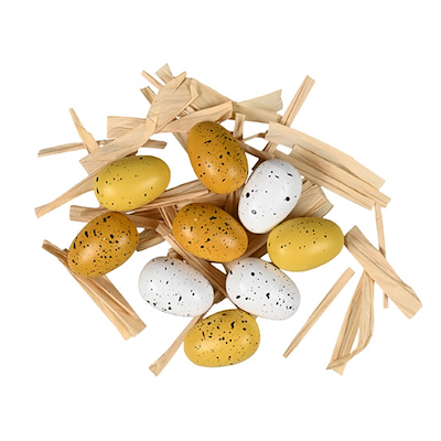Det Gamle Apotek påskeæg i træ gul/hvid 9 stk