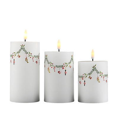 Det Gamle Apotek LED stearinlys hvid julemotiver 3 stk.