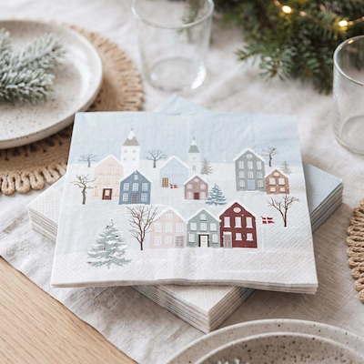 Cozy Winter servietter blå 33x33 cm 20 stk.