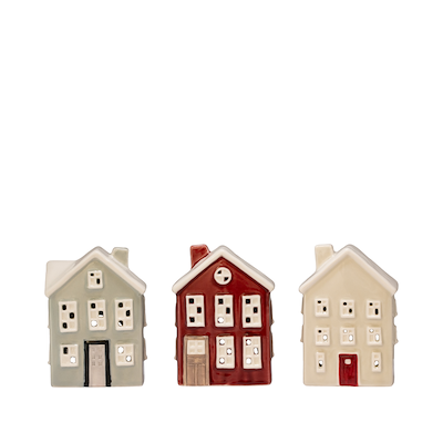 Det Gamle Apotek Cosy Christmas lyshuse til fyrfadslys keramik H 10,4 cm 3 stk.