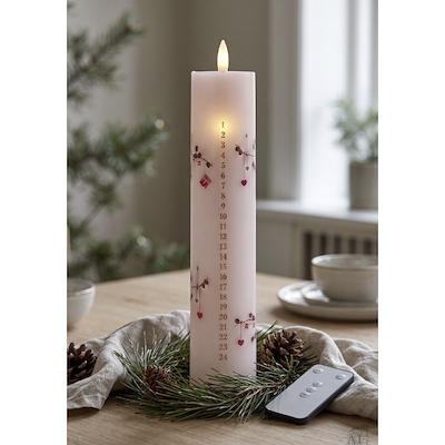 Det Gamle Apotek LED kalenderlys H 24,5 cm med fjernbetjening