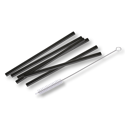 Lyngby glas sugerør sort 14,5 cm 6 stk