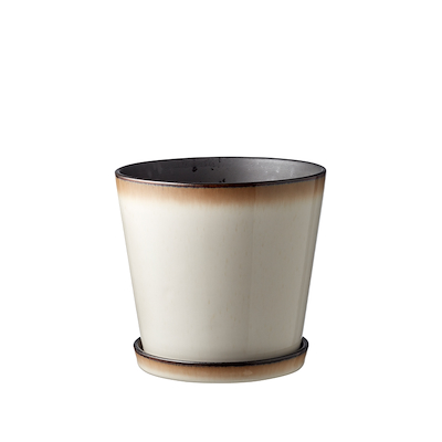 Bitz urtepotteskjuler med underskål creme/sort Ø14cm