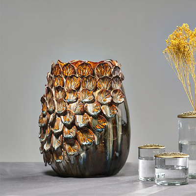 Villa Collection Major vase brun stentøj 29,5 cm