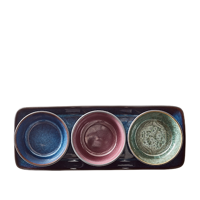 Bitz tapassæt 4 dele sort/flerfarvet