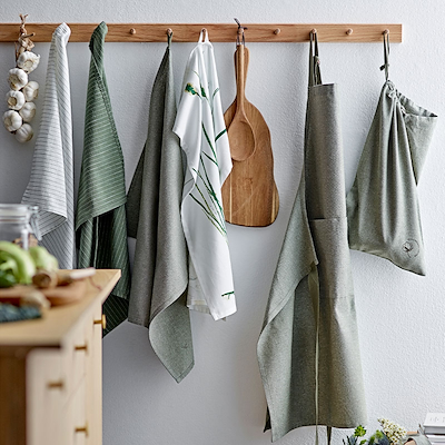 Södahl Organic Line viskestykke 2 stk. olive/white 50x70 cm