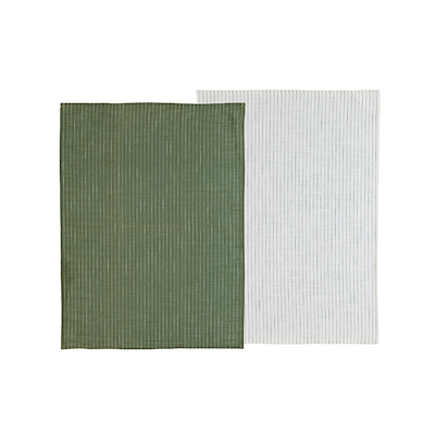Södahl Organic Line viskestykke 2 stk. olive/white 50x70 cm