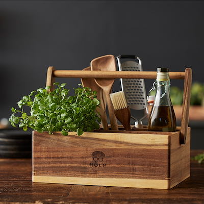 Holm værktøjskasse i akacietræ 36x22x28 cm