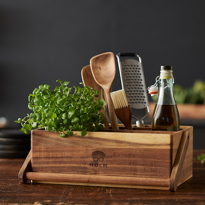 Holm værktøjskasse i akacietræ 36x22x28 cm