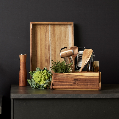 Holm værktøjskasse i akacietræ 36x22x28 cm