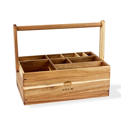 Holm værktøjskasse i akacietræ 36x22x28 cm