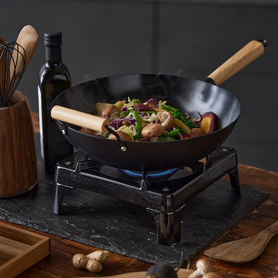 Holm wok carbonstål sort Ø32,5 cm