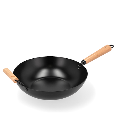 Holm wok carbonstål sort Ø32,5 cm