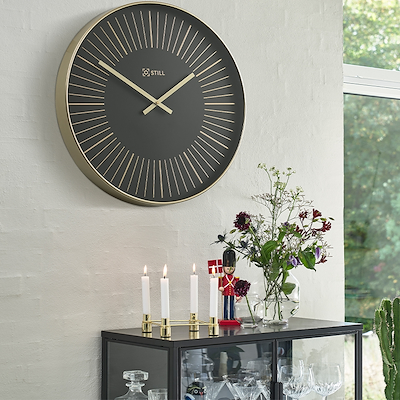 Still vægur sort/guld Ø50 cm