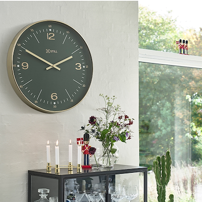 Still vægur grøn/guld Ø50 cm