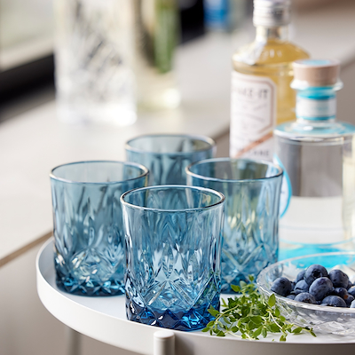 Lyngby Glas Sorrento whiskyglas blå 32 cl 4 stk.