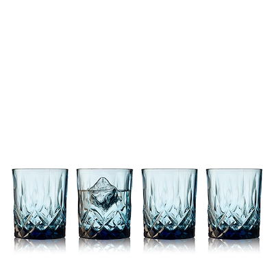 bur volleyball Kejserlig Lyngby Glas Sorrento whiskyglas blå 32 cl 4 stk. | Kop & Kande