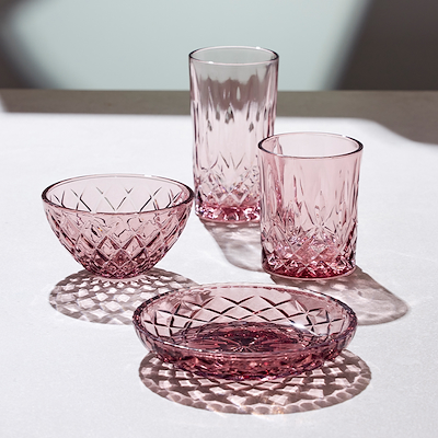 Lyngby Glas Sorrento whiskyglas pink 32 cl 4 stk.