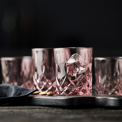 Lyngby Glas Sorrento whiskyglas pink 32 cl 4 stk.