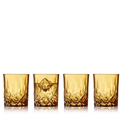 Lyngby Glas Sorrento whiskyglas amber 32 cl 4 stk.