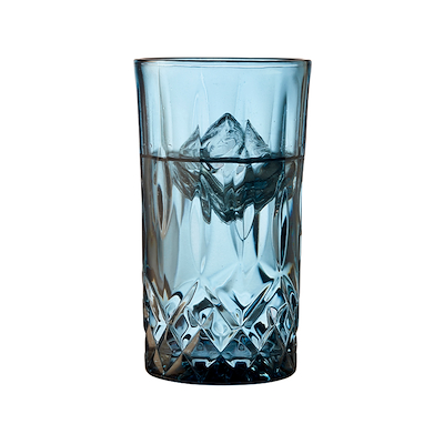 Lyngby Glas Sorrento highball vandglas/drinksglas blå 38 cl 4 stk. 