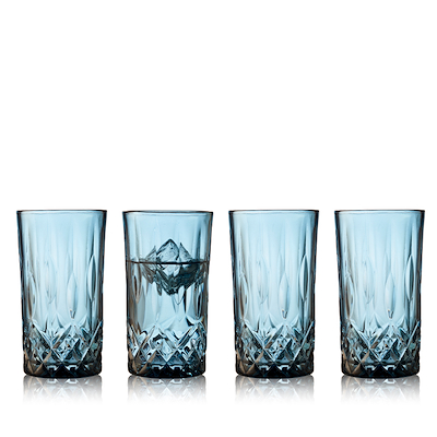 Lyngby Glas Sorrento highball vandglas blå 38 cl 4 stk.