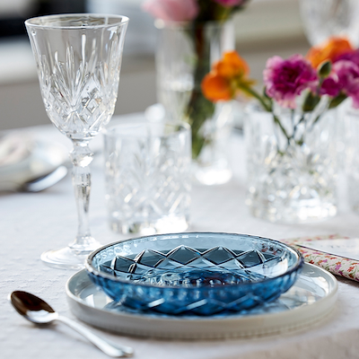 Lyngby Glas Sorrento asiet blå 4 stk. 16 cm