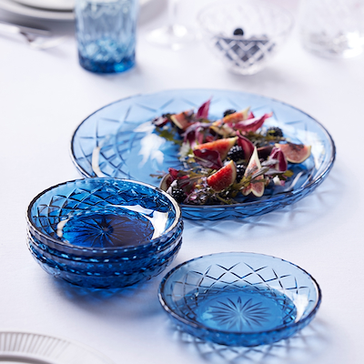 Lyngby Glas Sorrento asiet blå 4 stk. 16 cm