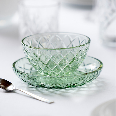Lyngby Glas Sorrento asiet grøn 4 stk. 16 cm