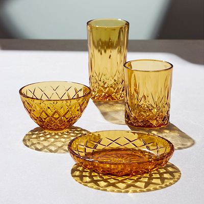 Lyngby Glas Sorrento asiet amber 4 stk. 16 cm