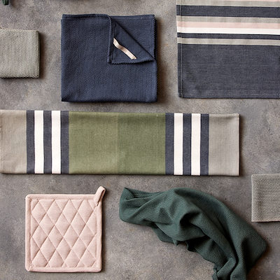 Bastian Karla viskestykke  olive/grå