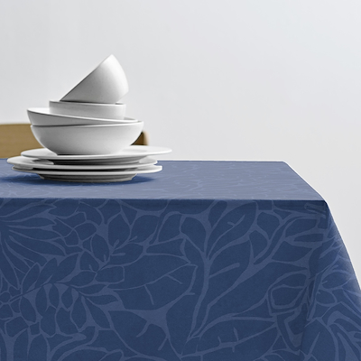 Södahl Abstract Leaves dug damask blå 140x270 cm