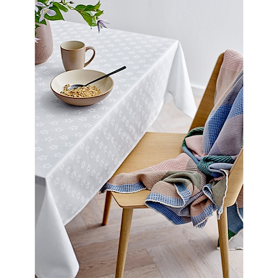 Södahl Forget-me-not damask dug hvid 140 x 320 cm