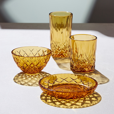 Lyngby Glas Sorrento skål amber Ø12cm 4 stk.
