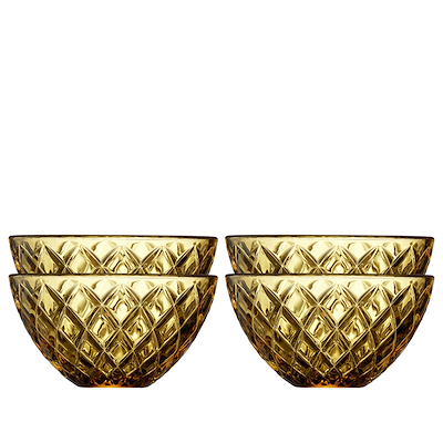 Lyngby Glas Sorrento skål amber Ø12cm 4 stk.