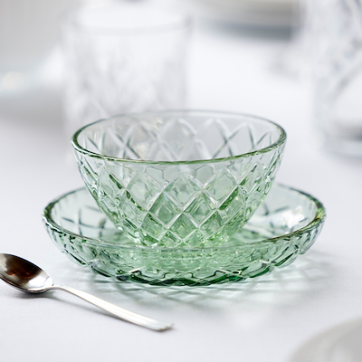 Lyngby Glas Sorrento skål grøn 4 stk. Ø12 cm